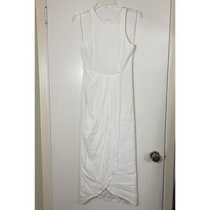 YUMI KIM white sleeveless overlap midi dress size XS